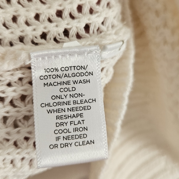 NWOT LOFT white open knit bell sleeve ribbon sweater Womens Medium - Picture 5 of 7